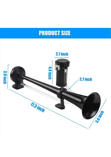 2x 150DB 24V Kamyon Için Tren Boynuzu Tek Trompet Kamyonu Hava Boynuzu 24V Araçlar Için Tren Araba Gemisi Tekne Kamyonu 17 Inç (Yurt Dışından) fırsatları