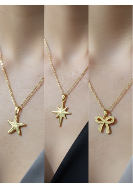 Üçlü Kombin Altın Kaplama Sembol Kolye Seti