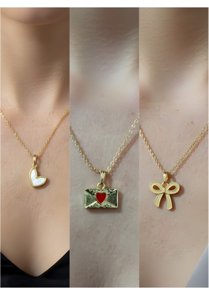 Üçlü Kombin Altın Kaplama Sembol Kolye Seti