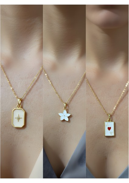 Üçlü Kombin Altın Kaplama Sembol Kolye Seti