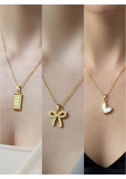 Üçlü Kombin Altın Kaplama Sembol Kolye Seti