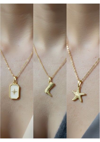 Üçlü Kombin Altın Kaplama Sembol Kolye Seti