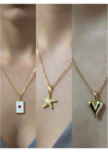 Üçlü Kombin Altın Kaplama Sembol Kolye Seti