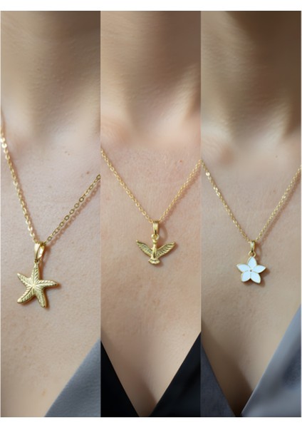 Üçlü Kombin Altın Kaplama Sembol Kolye Seti