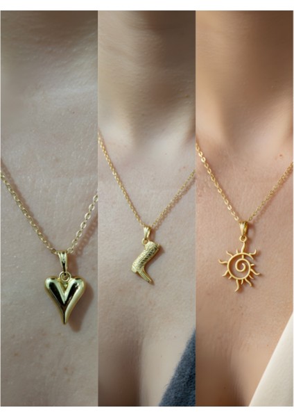 Üçlü Kombin Altın Kaplama Sembol Kolye Seti