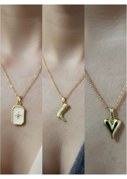 Üçlü Kombin Altın Kaplama Sembol Kolye Seti