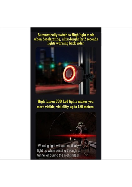 Bisiklet Burglar Arka Lamba Su Geçirmez Akıllı Otomatik Fren Algılama Tail Lambası Uzaktan Kontrol USB Ücret Bisiklet Arka Işık A (Yurt Dışından) fiyatları