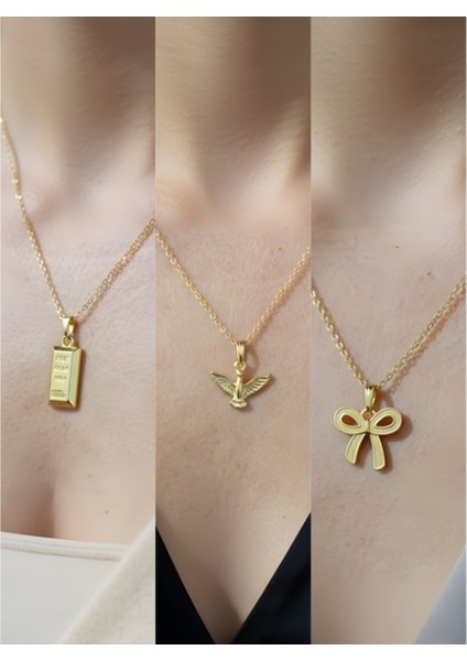 Üçlü Kombin Altın Kaplama Sembol Kolye Seti