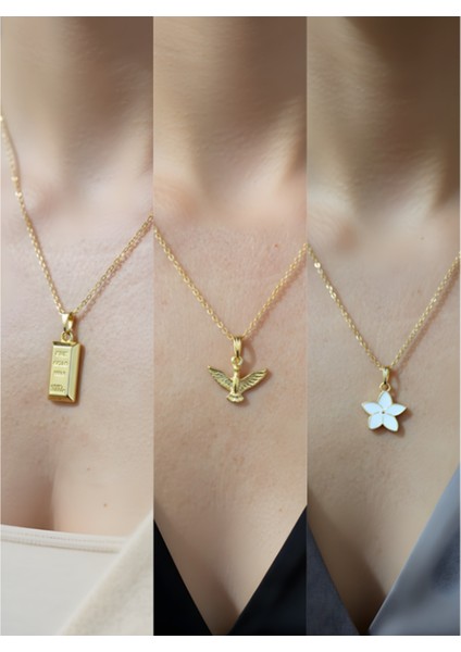 Üçlü Kombin Altın Kaplama Sembol Kolye Seti