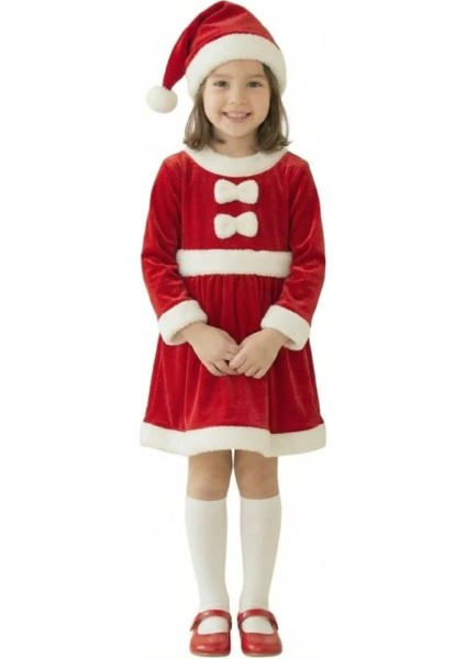 Kadife Kumaş Fiyonklu Noel Anne Kostümü modelleri