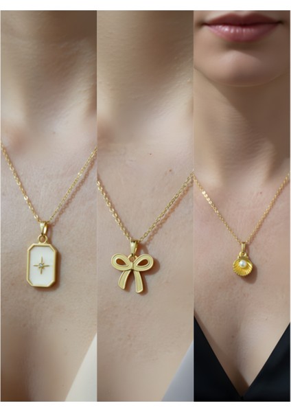 Üçlü Kombin Altın Kaplama Sembol Kolye Seti