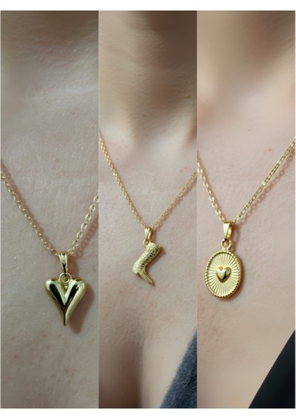 Üçlü Kombin Altın Kaplama Sembol Kolye Seti