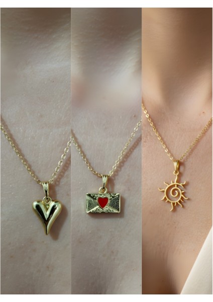 Üçlü Kombin Altın Kaplama Sembol Kolye Seti