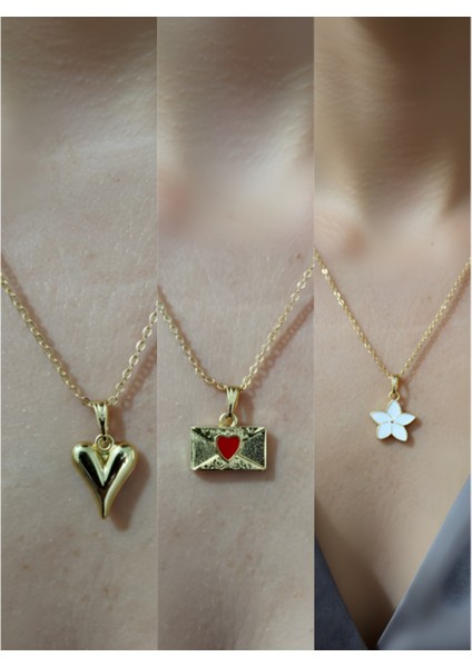 Üçlü Kombin Altın Kaplama Sembol Kolye Seti