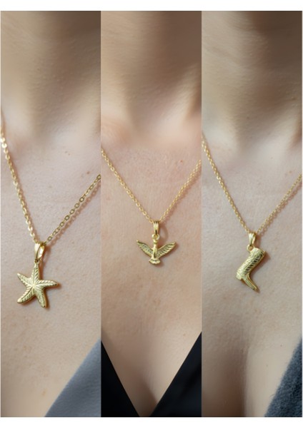 Üçlü Kombin Altın Kaplama Sembol Kolye Seti