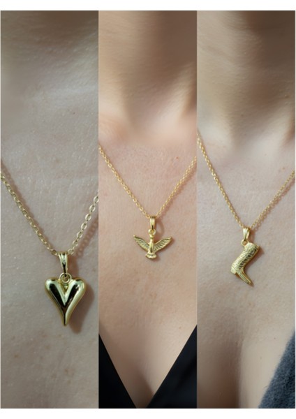 Üçlü Kombin Altın Kaplama Sembol Kolye Seti