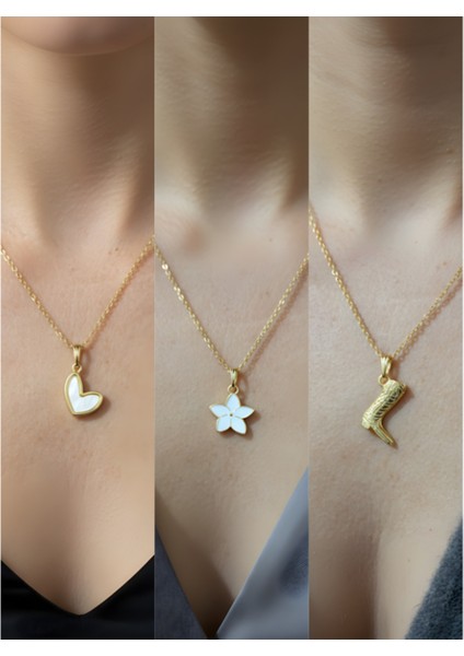 Üçlü Kombin Altın Kaplama Sembol Kolye Seti