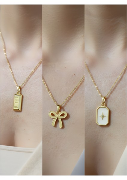 Üçlü Kombin Altın Kaplama Sembol Kolye Seti