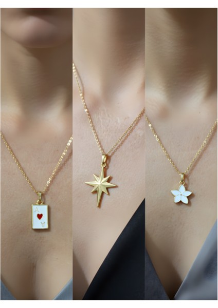 Üçlü Kombin Altın Kaplama Sembol Kolye Seti