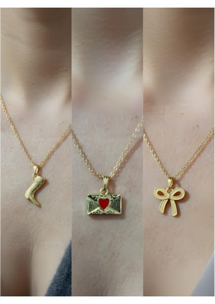 Üçlü Kombin Altın Kaplama Sembol Kolye Seti