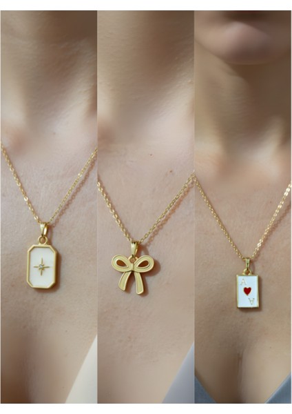 Üçlü Kombin Altın Kaplama Sembol Kolye Seti