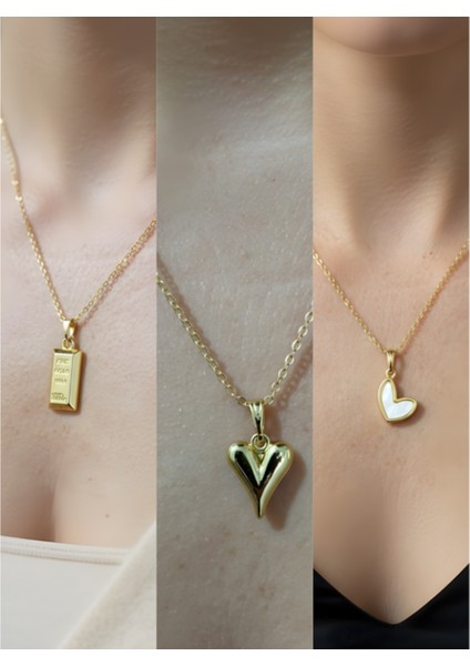 Üçlü Kombin Altın Kaplama Sembol Kolye Seti