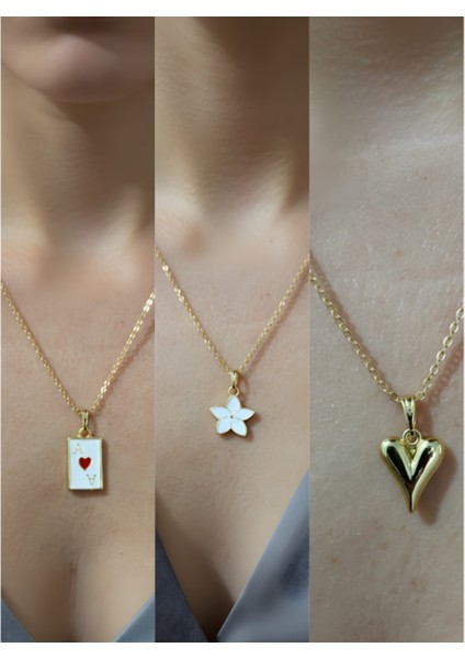 Üçlü Kombin Altın Kaplama Sembol Kolye Seti