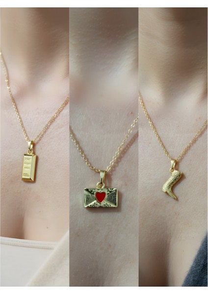 Üçlü Kombin Altın Kaplama Sembol Kolye Seti