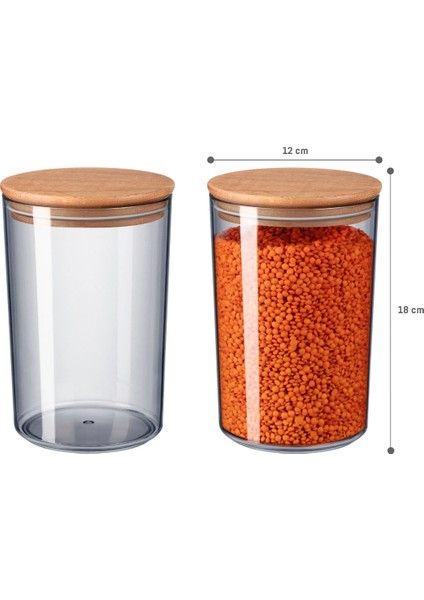 Yuviera 1500ml Ahşap Kapaklı Saklama Kabı 2'li