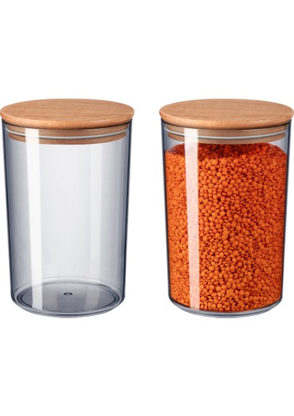 Yuviera 1500ml Ahşap Kapaklı Saklama Kabı 2'li