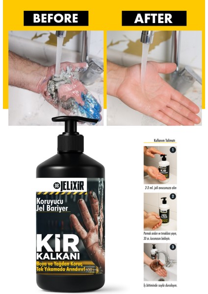 Kir Kalkanı Koruyucu El Jeli, 600ML, Boya ve Yağ Koruyucu, Sanayi ve Atölye Işleri Için, Tek Yıkamada Arındırıcı Formül fiyatları