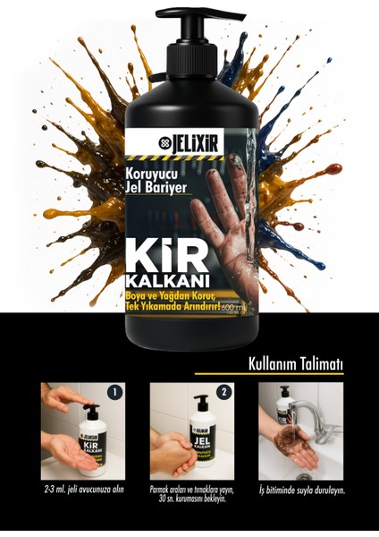 Kir Kalkanı Koruyucu El Jeli, 600ML, Boya ve Yağ Koruyucu, Sanayi ve Atölye Işleri Için, Tek Yıkamada Arındırıcı Formül modelleri