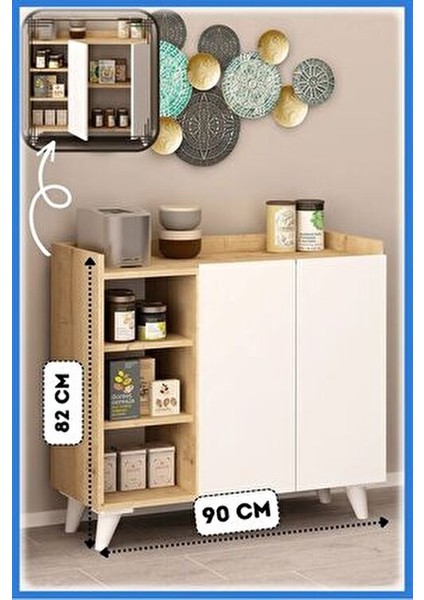 Alary Çok Amaçlı Dolap Beyaz Melamin Kaplı 90x82x37 cm Geniş Depolama Alanı fırsatları