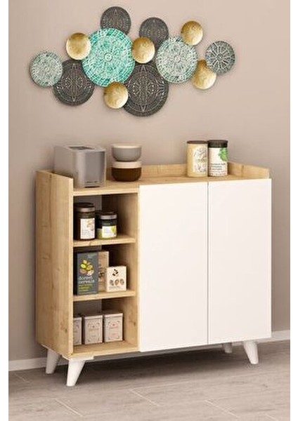 Alary Çok Amaçlı Dolap Beyaz Melamin Kaplı 90x82x37 cm Geniş Depolama Alanı indirimleri