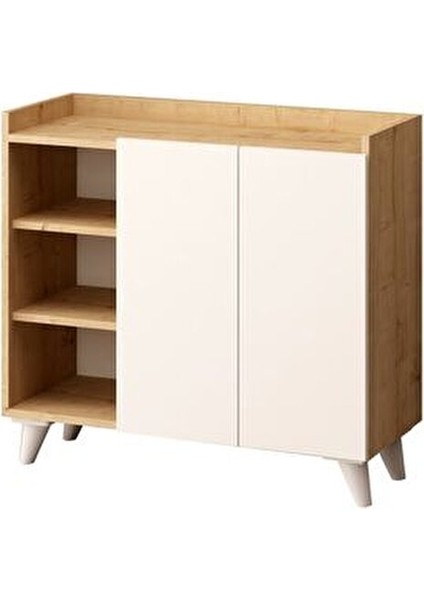 Alary Çok Amaçlı Dolap Beyaz Melamin Kaplı 90x82x37 cm Geniş Depolama Alanı
