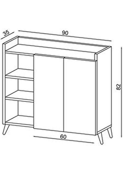 Alary Çok Amaçlı Dolap Beyaz Melamin Kaplı 90x82x37 cm Geniş Depolama Alanı