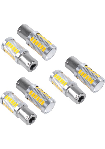 6pcs Amber 1156PY BAU15S PY21W LED 33SMD Araç Kayası Fren Ters Sinyal Ampul Y (Yurt Dışından)