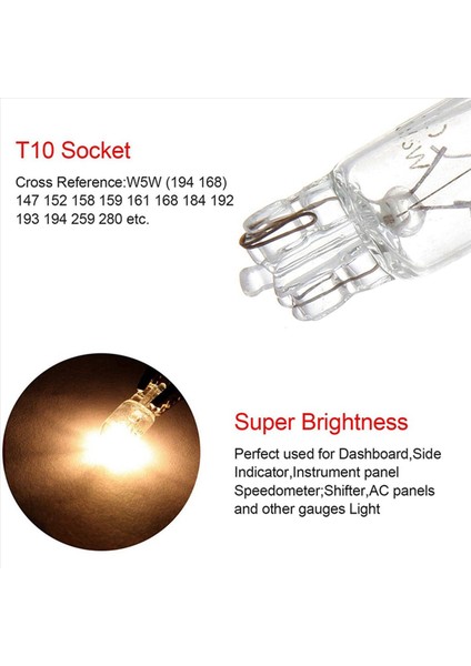 Araba T10 12V 5W 168 194 W5W Halojen Ampul Gösterim Kümesi Gösterge Gösterge Lambası Okuma Işıkları 20 Paket Sıcak Beyaz (Yurt Dışından) indirimleri