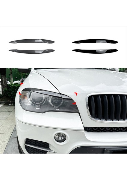 Araç Ön Far Kapağı Baş Kafa Işık Lamba Göz Kapağı Kaş Trim Abs Bmw X5 E70 2008-2013 Karbon Fiber (Yurt Dışından) indirimleri