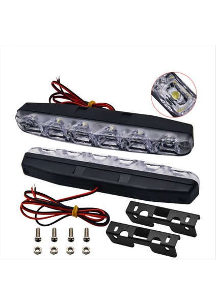 6 LED Süper Parlak Gündüz Koşu Işıkları Araba Merkezi Grille Dekoratif Işıklar Genel Araba Işıkları Modifikasyonu (Yurt Dışından) modelleri