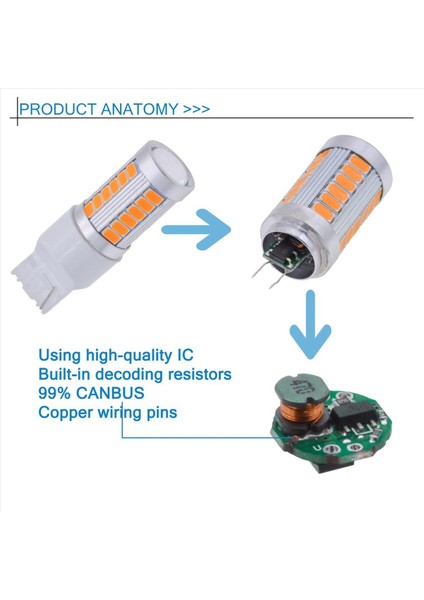 7440 T20 LED Ampuller Amber Sarı 900 Lümenler Süper Parlak Dönüş Sinyalleri Işık Dc 12V 3 6W (6 Paket) (Yurt Dışından) fırsatları