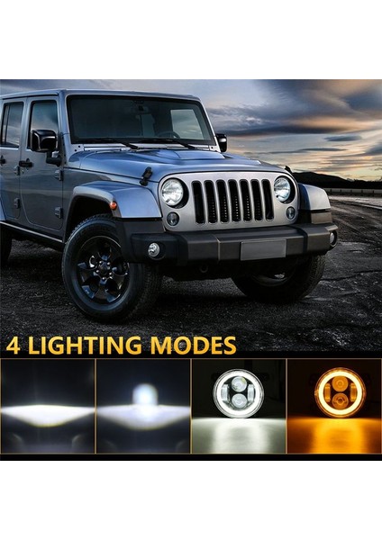 4 Inç Araba Sisli 20000LM 200W Jeep Wrangler Için Yüksek/düşük Işın Su Geçirmez Jk Dodge Yolculuk Magnum - Beyaz+Sarı (Yurt Dışından)