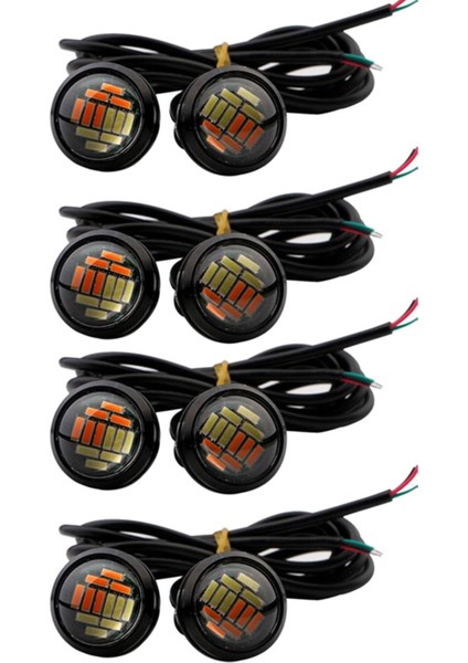 8 Pcs Araba 12V 23MM Çift Renk Geçiş 4014 12 LED Drl Eagle Göz Gündüz Işığı (Yurt Dışından)