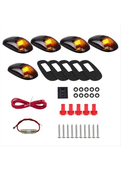 9 LED Araç Kabi Çatı Isisteri Kamyon Suv LED Dc 12V Siyah Füme Lens Amber Lamba Araç Harici Işıklar (Yurt Dışından)