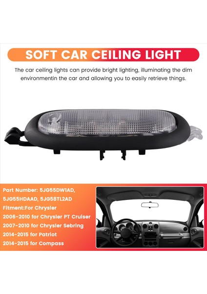 Switch ile Çatı Kubbesi Işığı 5JG55DW1AD 5JG55HDAAD 5JG58TL2AD Jeep Patriot Pusula Chrysler Sebring Okuma Harita Lambası (Yurt Dışından) fırsatları