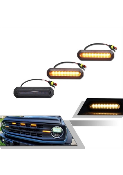 Füme Amber LED Ön Izgara Izgarası Ford Bronco Raptor Style 2021-2023 Için Koşu Işıkları (Yurt Dışından) fiyatları