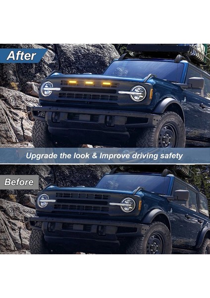 Füme Amber LED Ön Izgara Izgarası Ford Bronco Raptor Style 2021-2023 Için Koşu Işıkları (Yurt Dışından) fırsatları