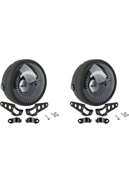 2x Motorcycle Cafe Racer Bobber 6 5 Inç LED Far Spiral Beyaz Yan Montaj Braketi (Yurt Dışından)