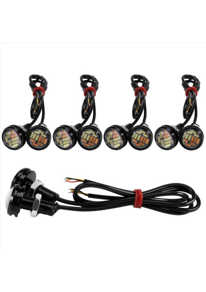 10 Pcs 12V 23MM Çift Renk Switchback 4014 Smd 12 LED Drl Eagle Göz Gündüz Işık Araç Motor Dönüşü Işıkları (Yurt Dışından)