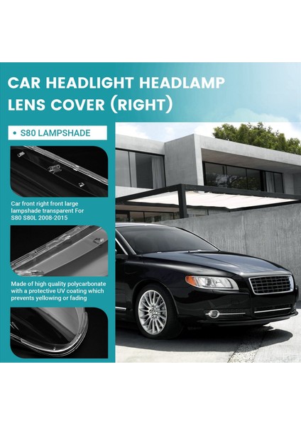 Araba Ön Far Kapağı Şeffaf Abajur Far Kapağı Kapağı Kabuk Maskesi Lens Volvo S80 S80L 2008-2015 (Yurt Dışından) indirimleri